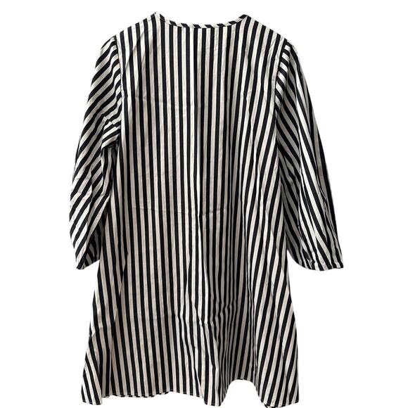 Banana Republic Poplin Lantern Sleeve Mini Swing Dress Black Stripe Size Small - Picture 4 of 10